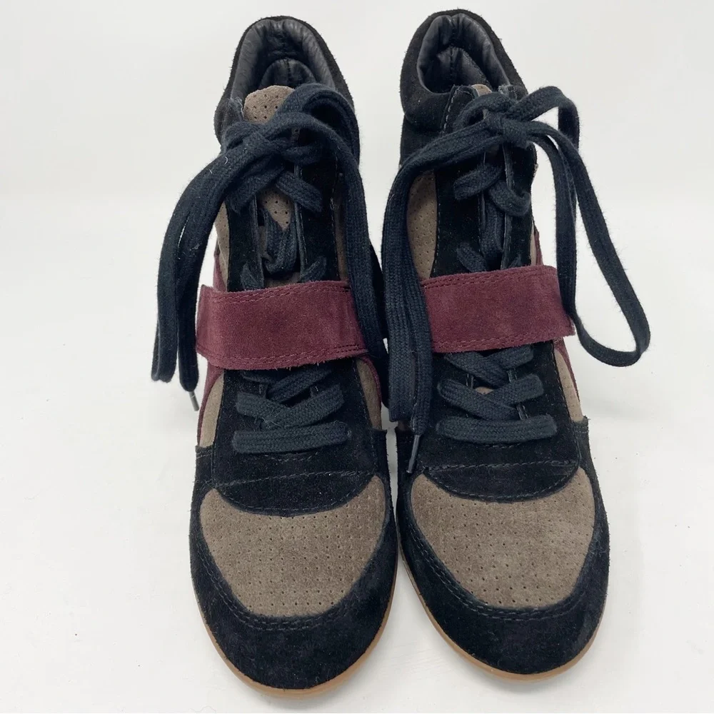 Ash Limited Bowie Wedge Sneaker Suede - Worn once - Size 40 Black Burgundy - Picture 4 of 10